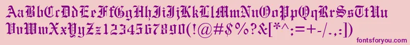 Mengraversoldenglish-fontti – violetit fontit vaaleanpunaisella taustalla