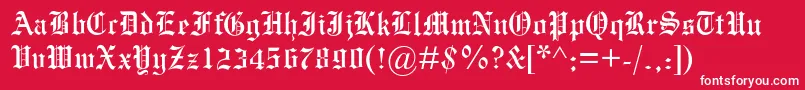 Mengraversoldenglish-Schriftart – Weiße Schriften auf rotem Hintergrund