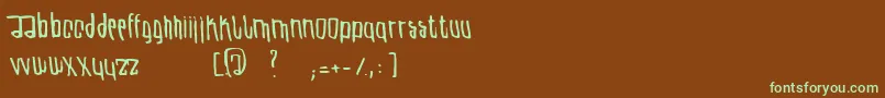 フォントUteRegular – 緑色の文字が茶色の背景にあります。
