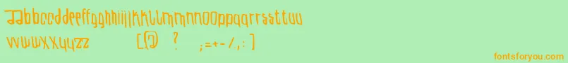 フォントUteRegular – オレンジの文字が緑の背景にあります。