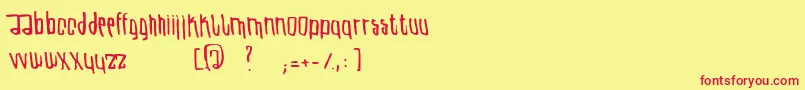 フォントUteRegular – 赤い文字の黄色い背景