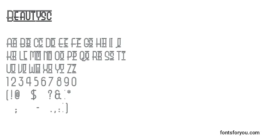 Schriftart Beautysc – Alphabet, Zahlen, spezielle Symbole