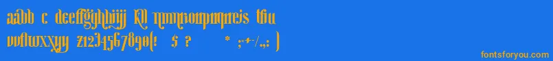 フォントGinebraBolds – オレンジ色の文字が青い背景にあります。