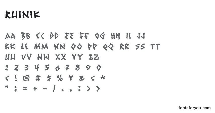 Czcionka Ruinik – alfabet, cyfry, specjalne znaki