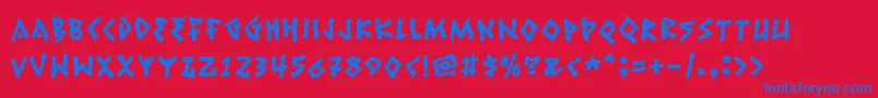 フォントRuinik – 赤い背景に青い文字