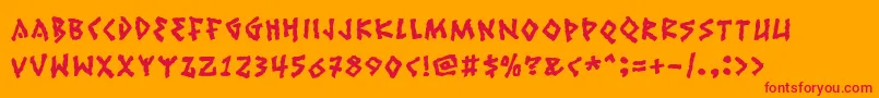 Ruinik-Schriftart – Rote Schriften auf orangefarbenem Hintergrund