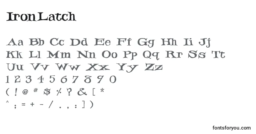 Schriftart IronLatch – Alphabet, Zahlen, spezielle Symbole