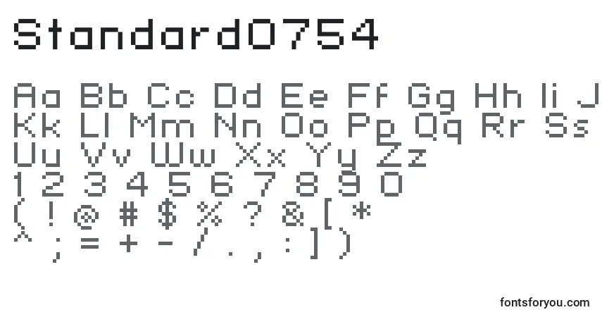 Czcionka Standard0754 – alfabet, cyfry, specjalne znaki