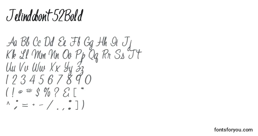 Czcionka Jelindafont52Bold – alfabet, cyfry, specjalne znaki