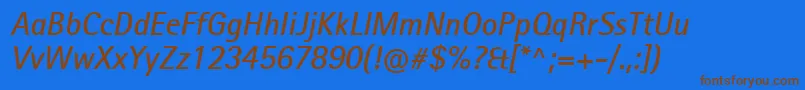 RotisIiSansProSemiBoldItalic Font – Brown Fonts on Blue Background