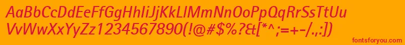 RotisIiSansProSemiBoldItalic Font – Red Fonts on Orange Background