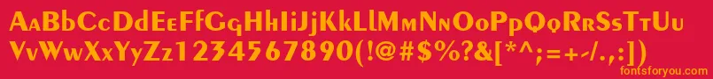 PeignotltstdBold-Schriftart – Orangefarbene Schriften auf rotem Hintergrund