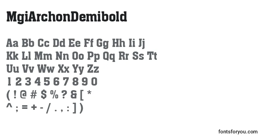 Czcionka MgiArchonDemibold – alfabet, cyfry, specjalne znaki