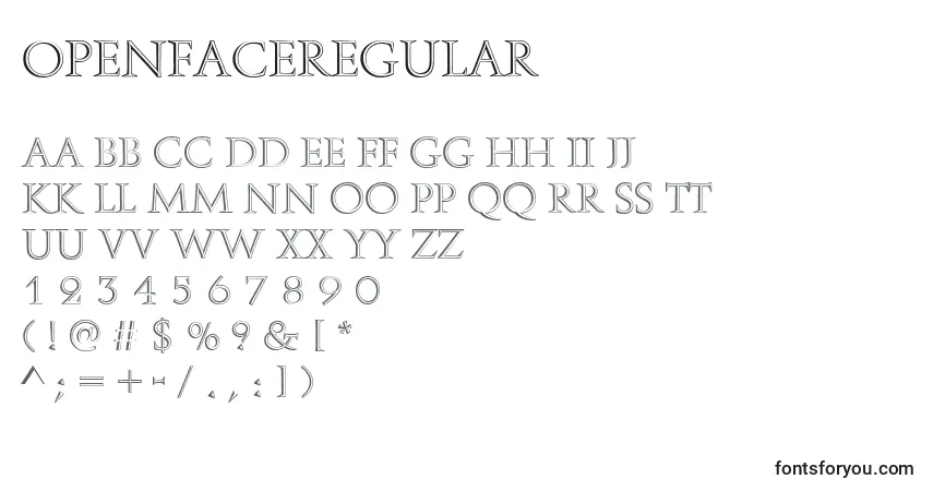OpenfaceRegularフォント–アルファベット、数字、特殊文字