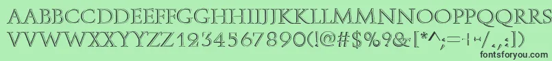 OpenfaceRegular-fontti – mustat fontit vihreällä taustalla