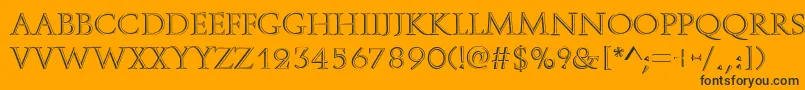 OpenfaceRegular-fontti – mustat fontit oranssilla taustalla