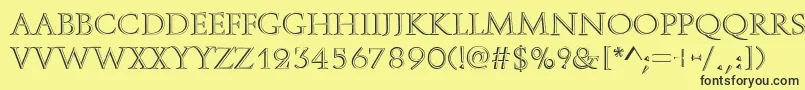 Fonte OpenfaceRegular – fontes pretas em um fundo amarelo