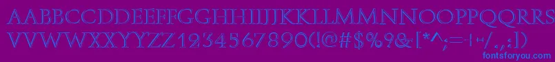 Fonte OpenfaceRegular – fontes azuis em um fundo violeta