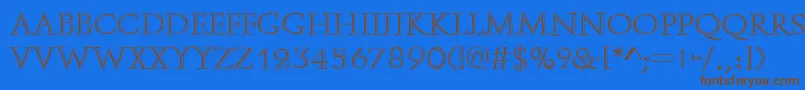 フォントOpenfaceRegular – 茶色の文字が青い背景にあります。