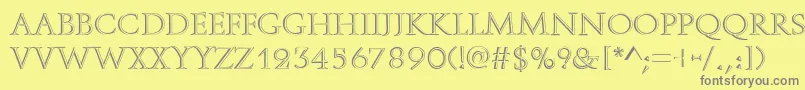 OpenfaceRegular-fontti – harmaat kirjasimet keltaisella taustalla