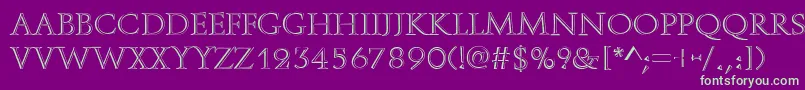 OpenfaceRegular-fontti – vihreät fontit violetilla taustalla