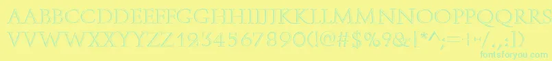 Fonte OpenfaceRegular – fontes verdes em um fundo amarelo