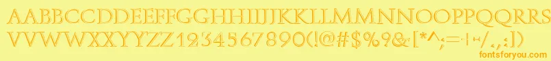 フォントOpenfaceRegular – オレンジの文字が黄色の背景にあります。