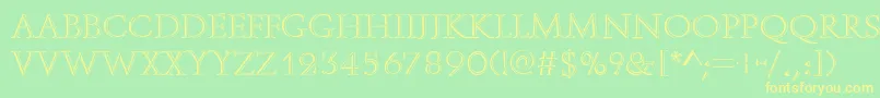 OpenfaceRegular-fontti – keltaiset fontit vihreällä taustalla