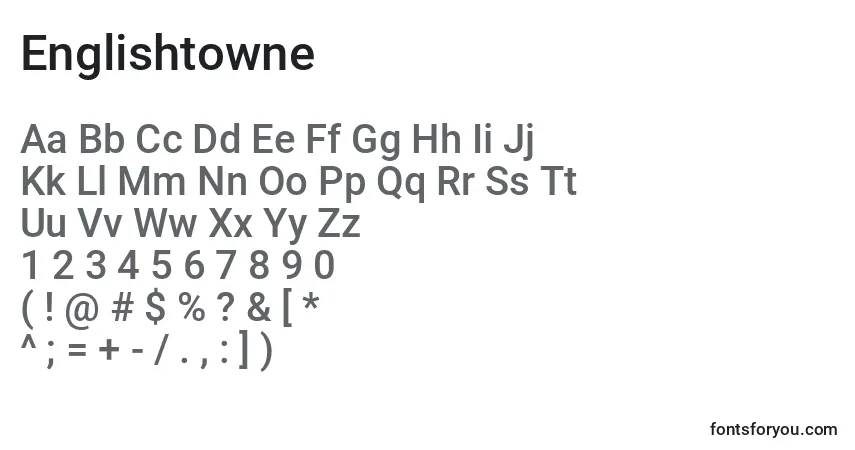 Шрифт Englishtowne – алфавит, цифры, специальные символы