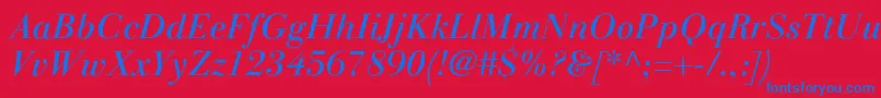 LinotypegianottenItalic Font – Blue Fonts on Red Background