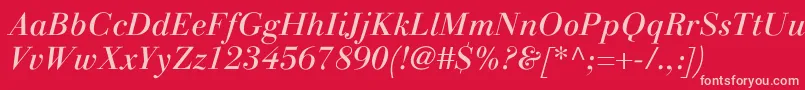 LinotypegianottenItalic Font – Pink Fonts on Red Background