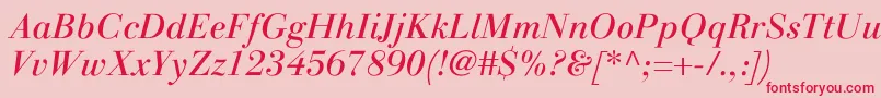 LinotypegianottenItalic-Schriftart – Rote Schriften auf rosa Hintergrund