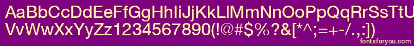 フォントHeavenetica5pSbldsh – 紫の背景に黄色のフォント