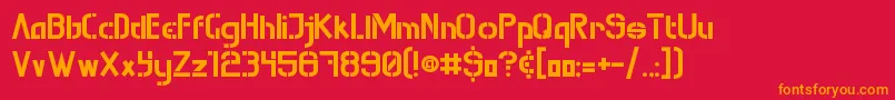 フォントMuraKnockoutRegular – 赤い背景にオレンジの文字