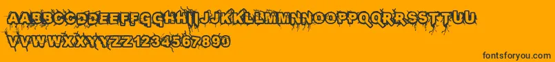 Infected-Schriftart – Schwarze Schriften auf orangefarbenem Hintergrund