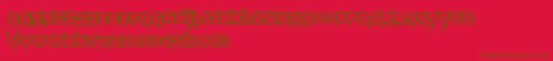 Infected-Schriftart – Braune Schriften auf rotem Hintergrund