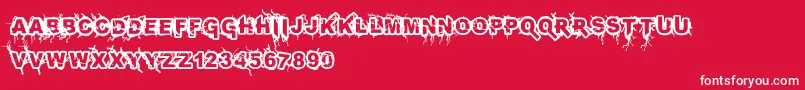 Fonte Infected – fontes brancas em um fundo vermelho