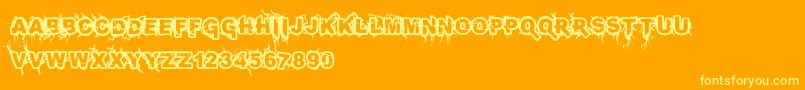 Infected-Schriftart – Gelbe Schriften auf orangefarbenem Hintergrund