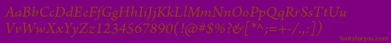 ArnoproItalicsmtext Font – Brown Fonts on Purple Background