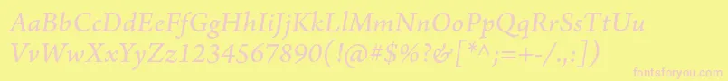 ArnoproItalicsmtext Font – Pink Fonts on Yellow Background