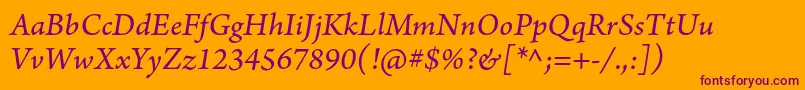 Шрифт ArnoproItalicsmtext – фиолетовые шрифты на оранжевом фоне
