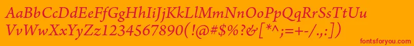 ArnoproItalicsmtext Font – Red Fonts on Orange Background