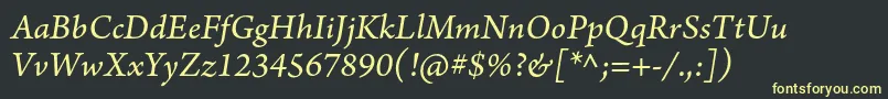 フォントArnoproItalicsmtext – 黒い背景に黄色の文字