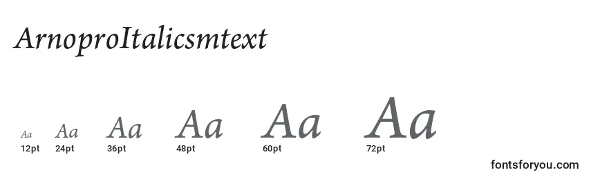 Размеры шрифта ArnoproItalicsmtext