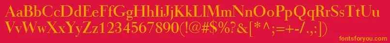 TiemannRoman Font – Orange Fonts on Red Background