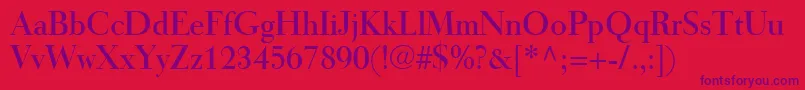 TiemannRoman-fontti – violetit fontit punaisella taustalla