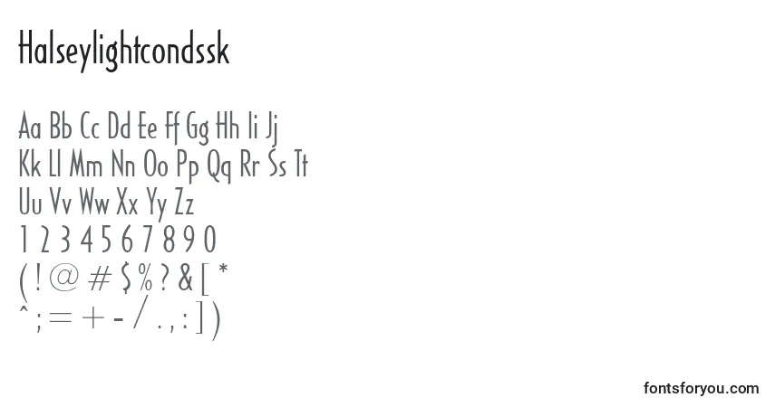 Шрифт Halseylightcondssk – алфавит, цифры, специальные символы