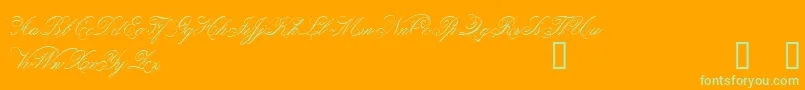 Belphebe-Schriftart – Grüne Schriften auf orangefarbenem Hintergrund