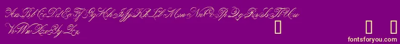 Belphebe-Schriftart – Gelbe Schriften auf violettem Hintergrund