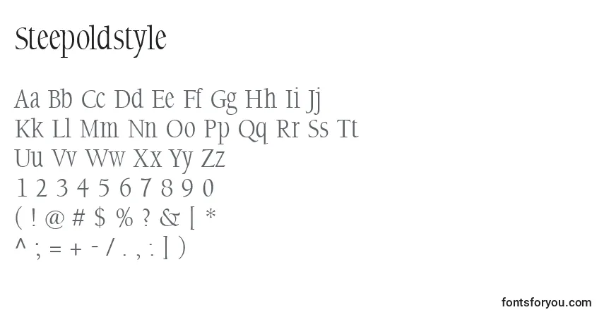 Czcionka Steepoldstyle – alfabet, cyfry, specjalne znaki